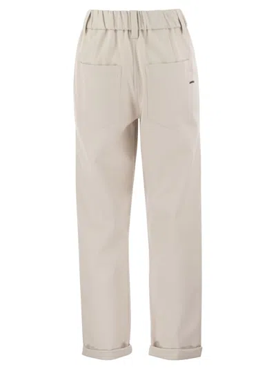 Brunello Cucinelli Gy Pull-on Pant In Stretch Cotton Cover With Shiny Bartack Clothing