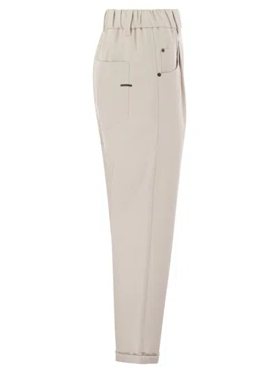 Brunello Cucinelli Gy Pull-on Pant In Stretch Cotton Cover With Shiny Bartack Clothing