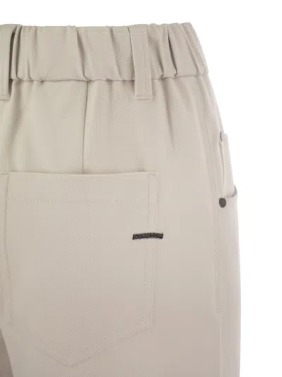 Brunello Cucinelli Gy Pull-on Pant In Stretch Cotton Cover With Shiny Bartack Clothing