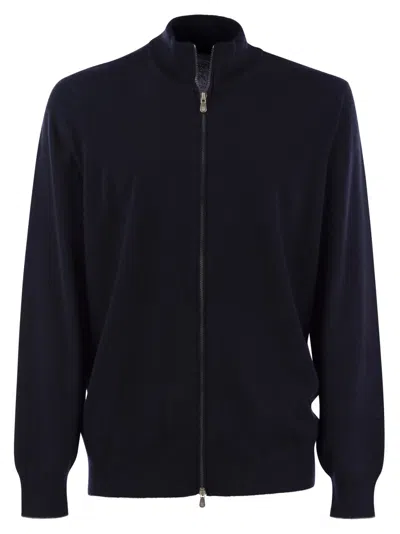 Shop Brunello Cucinelli High Necked Cashmere Cardigan With Zip