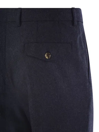 Shop Brunello Cucinelli Leisure Fit Trousers In Virgin Wool Flannel With Double Darts