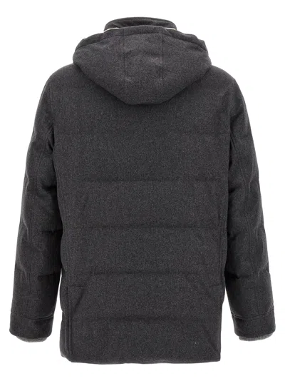 Shop Brunello Cucinelli Long Hooded Down Jacket