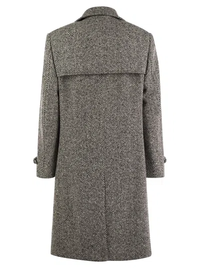 Brunello Cucinelli Men One-and-a-half-breasted Coat In Herringbone Virgin Wool