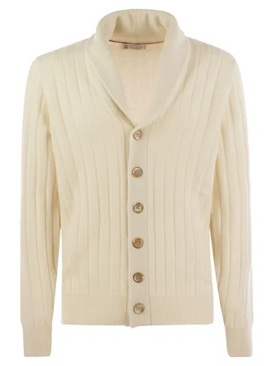 Shop Brunello Cucinelli Ribbed Cashmere Cardigan