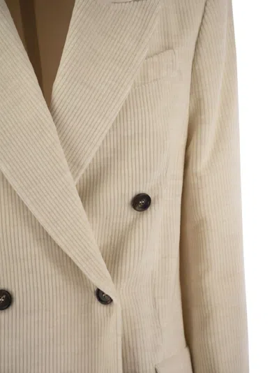 Shop Brunello Cucinelli Viscose And Cotton Corduroy Jacket With Necklace