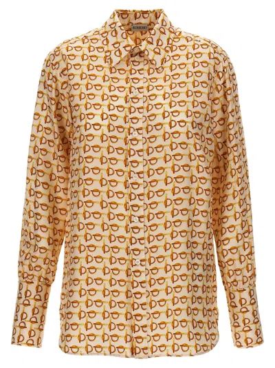 Burberry B-closure Print Silk Poplin Shirt