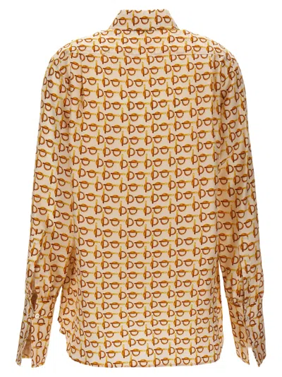 Burberry B-closure Print Silk Poplin Shirt