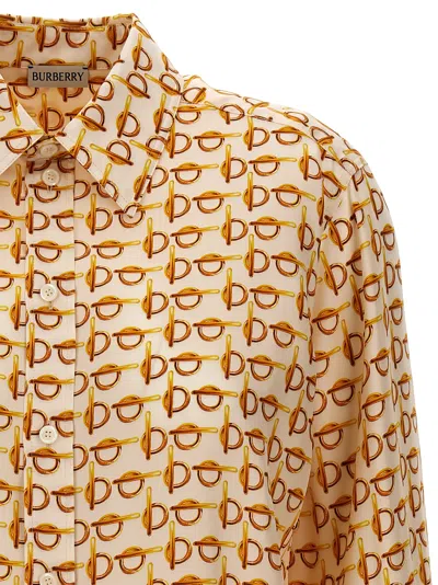 Burberry B-closure Print Silk Poplin Shirt