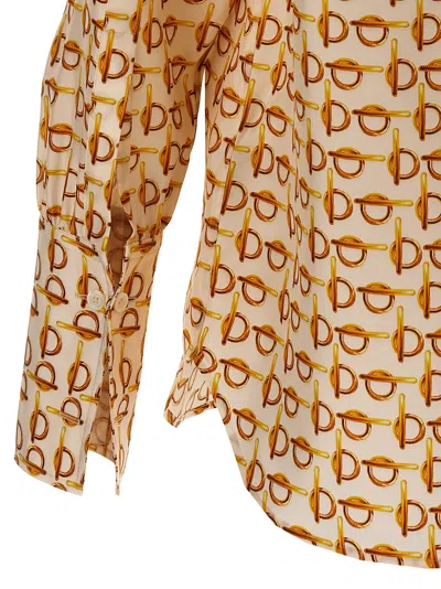 Burberry B-closure Print Silk Poplin Shirt