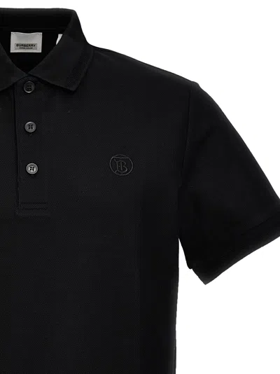Burberry Logo Embroidered Straight Hem Cotton Polo Shirt
