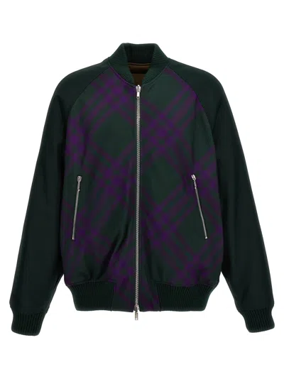 Shop Burberry Check Reversible Bomber Jacket