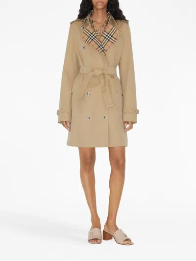 Shop Burberry Vintage Check Motiv Cotton Trench Coat