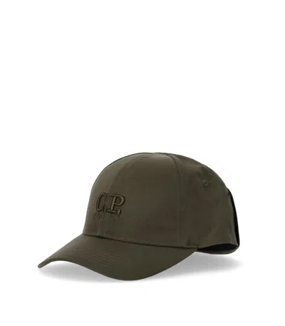 C.p. Company Green Baseball Cap With Logo Embroidered On The Front In Cotton Man