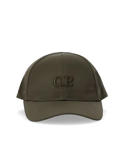 C.p. Company Green Baseball Cap With Logo Embroidered On The Front In Cotton Man