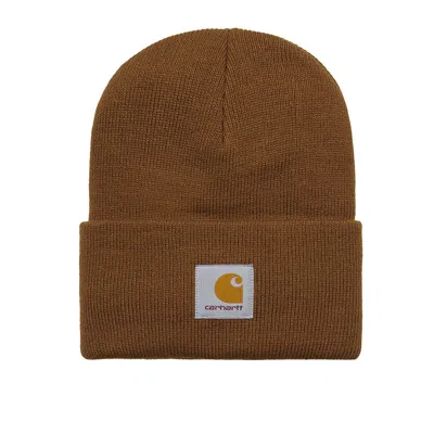 Carhartt Wip Mens Hamilton Brown Brand-patch Ribbed Knitted Beanie In Brown