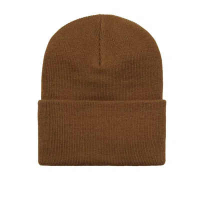 Carhartt Wip Mens Hamilton Brown Brand-patch Ribbed Knitted Beanie In Brown