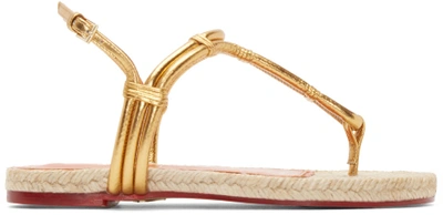 Shop Charlotte Olympia Gold Leather & Rattan Sandals