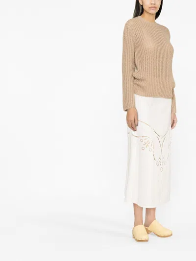 Chloé Broderie Anglaise Crepe Midi Skirt