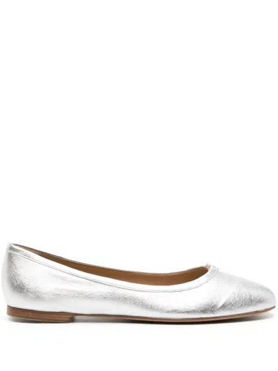 Chloé Marcie Metallic Leather Ballerina Flats In Silver