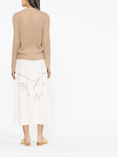 Chloé Broderie Anglaise Crepe Midi Skirt