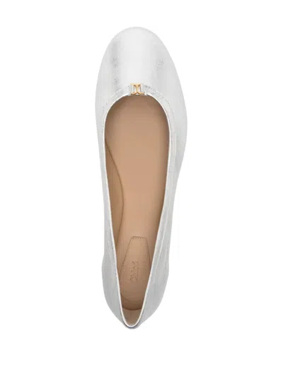 Chloé Marcie Metallic Leather Ballerina Flats In Silver