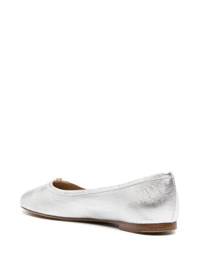 Chloé Marcie Metallic Leather Ballerina Flats In Silver