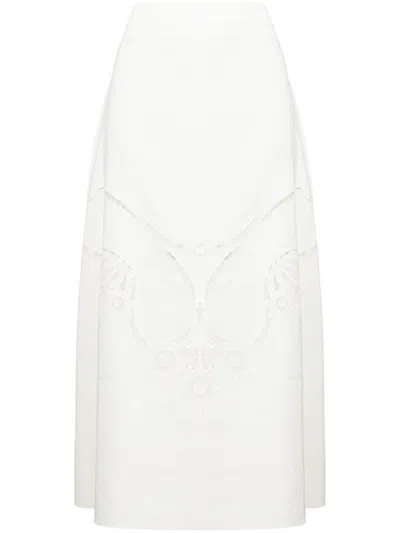 Chloé Broderie Anglaise Crepe Midi Skirt
