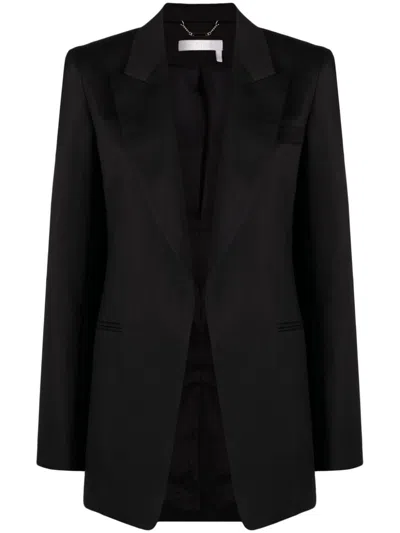 Chloé Open-front Ramie Blazer In Black