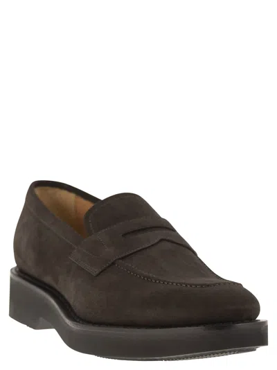 Church's Suede Calfskin Moccasin Loafers With Lightweight Eva Sole In Dark Brown