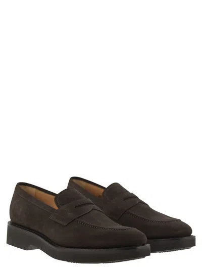 Church's Suede Calfskin Moccasin Loafers With Lightweight Eva Sole In Dark Brown