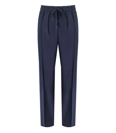 Cruna Midnight Blue Virgin Wool Trousers With Flap Pockets