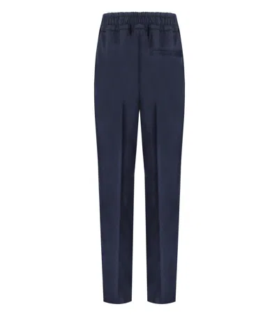Cruna Midnight Blue Virgin Wool Trousers With Flap Pockets