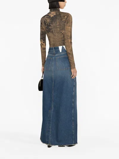Darkpark Emma Distressed Denim Maxi Skirt