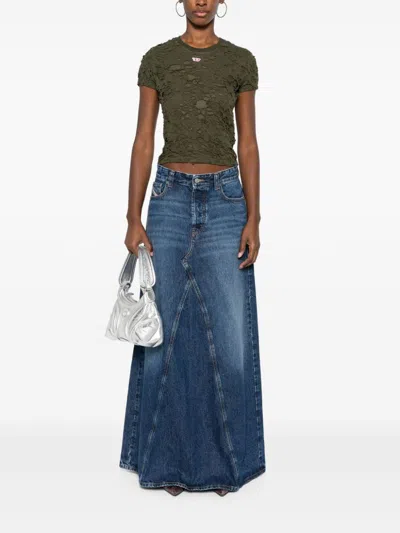 Shop Diesel Long Denim Skirt