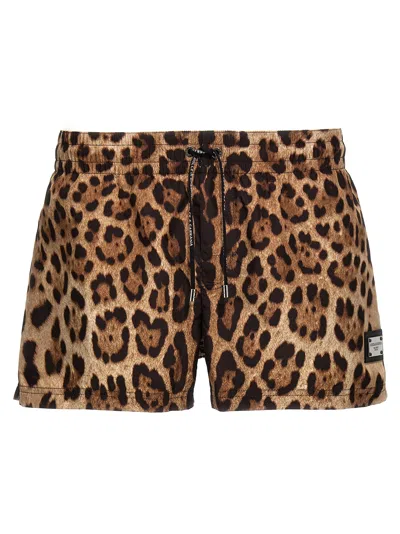 Dolce & Gabbana Swimsuit With Animal Print And Back Pocket