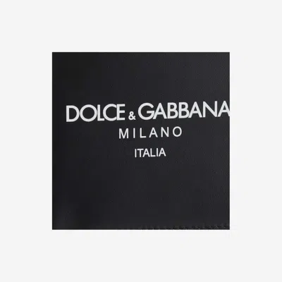 Dolce & Gabbana Black Wallet With Contrsting Print In Smooth Leather Man
