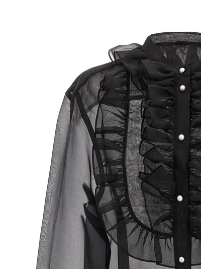 Dolce & Gabbana Sheer Fabric Ruffle Plastron Shirt