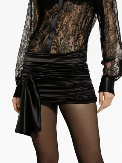Dolce & Gabbana Short Draped Satin Skirt With Side Bow