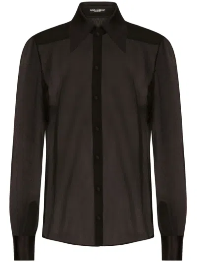 Dolce & Gabbana Silk Chiffon Shirt With Satin Details