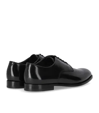 Doucal's Classic Black Derby Shoes Polished Finish In Calf Leather Man