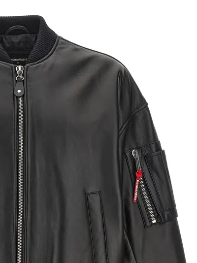 Shop Dsquared2 Leather Bomber Jacket