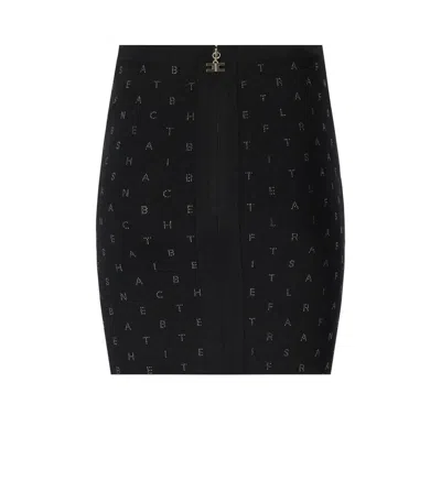 Elisabetta Franchi Crystal-lettering Ribbed Mini Skirt