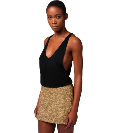 Elisabetta Franchi Black Top With Embroidered Logo