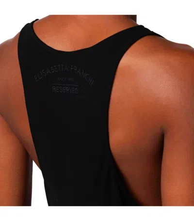 Elisabetta Franchi Black Top With Embroidered Logo