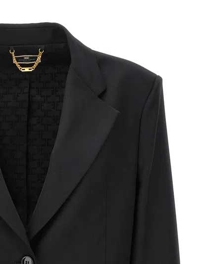 Elisabetta Franchi Double-breasted Wool Blazer Blazer And Suits Black