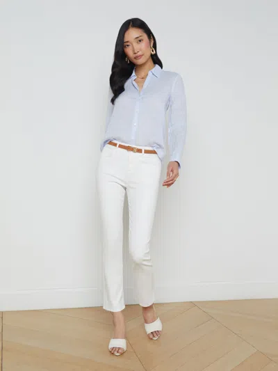 L Agence Tyler Linen Blouse In Cornflower