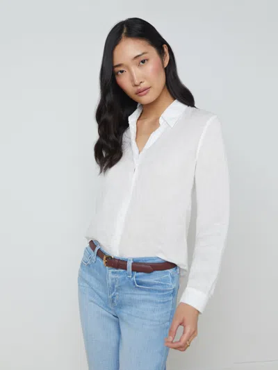 L Agence Tyler Linen Blouse In White