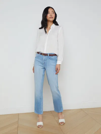 L Agence Tyler Linen Blouse In White
