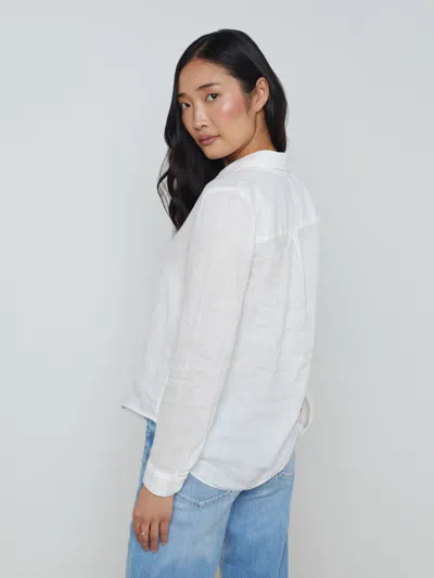 L Agence Tyler Linen Blouse In White