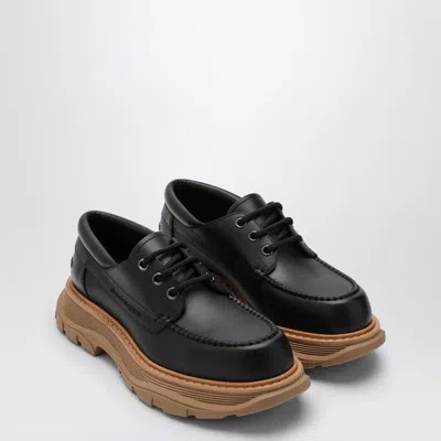 Alexander Mcqueen Leather Lace-up Shoes With Chunky Sole In Black